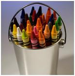 Crayons in a pail